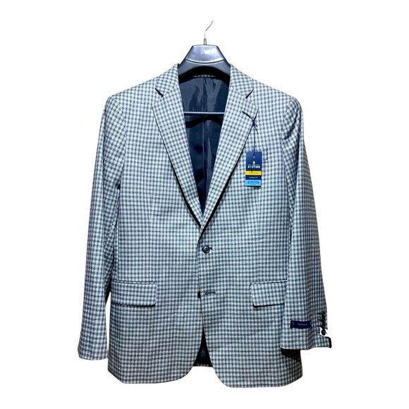 NWT Men’s Stafford Classic Fit Two Button Plaid Blazer - Picture 1 of 5